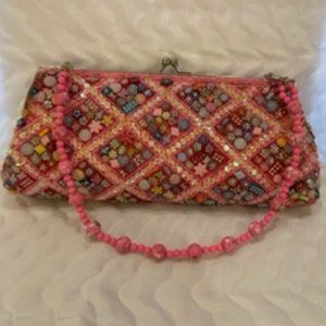 PINK BEADED/SEQUIN MULTI-USE PURSE